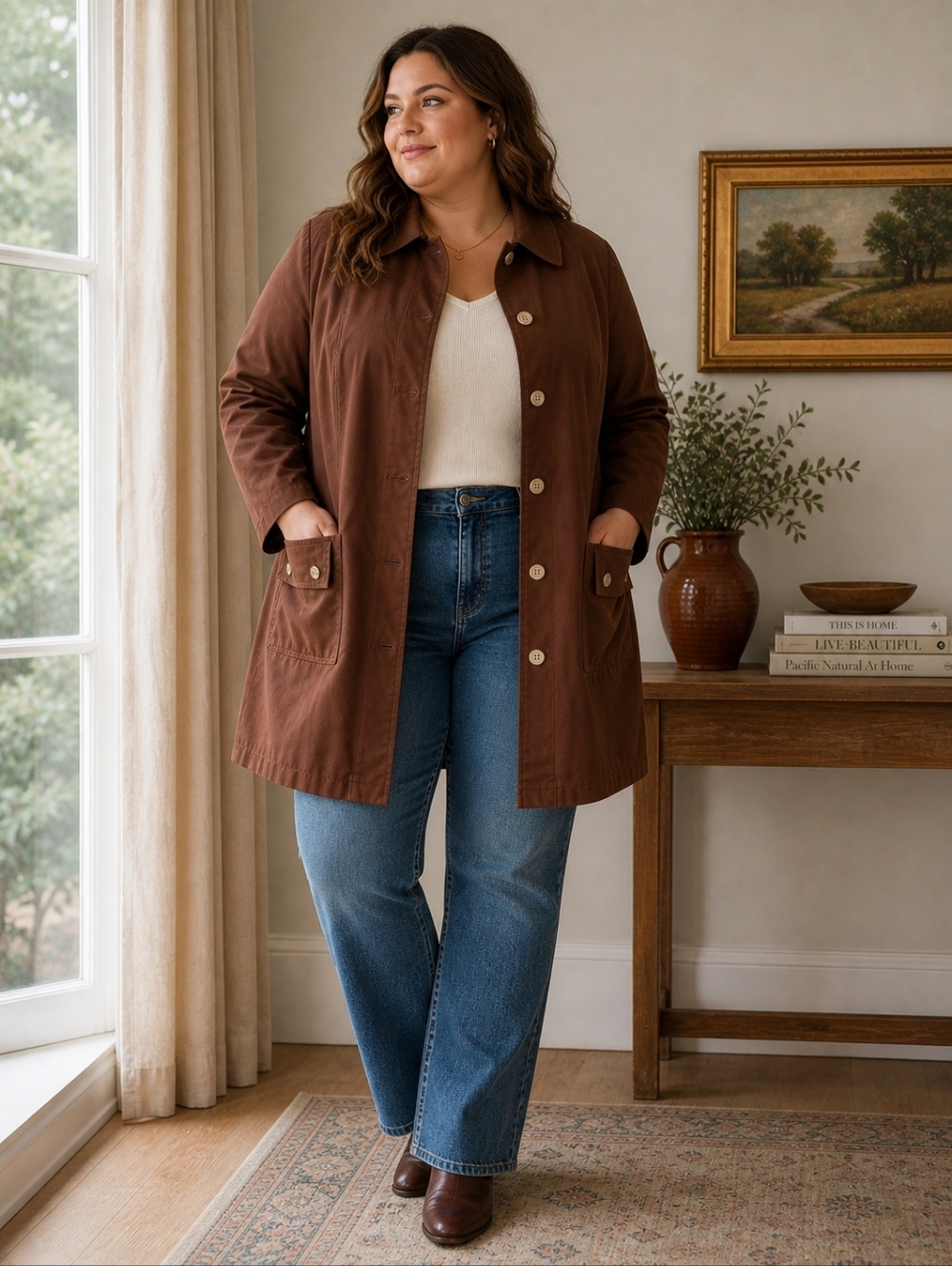 Vintage Misty Harbor Brown Lightweight Trench Coat Women's 18 Utility Jacket